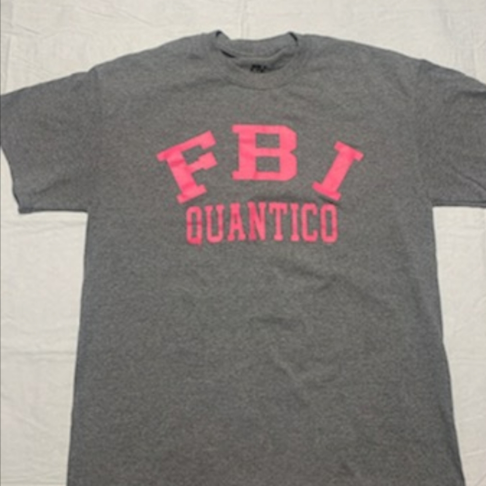 FBI Academy T-Shirt Heather Gray Pink Medium